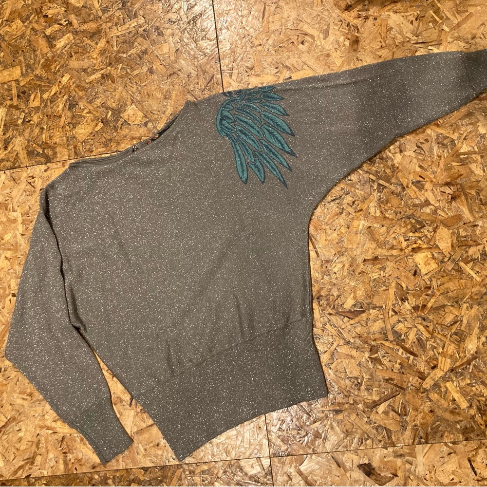 Burton Gray Sweater with Teal Wing Detail